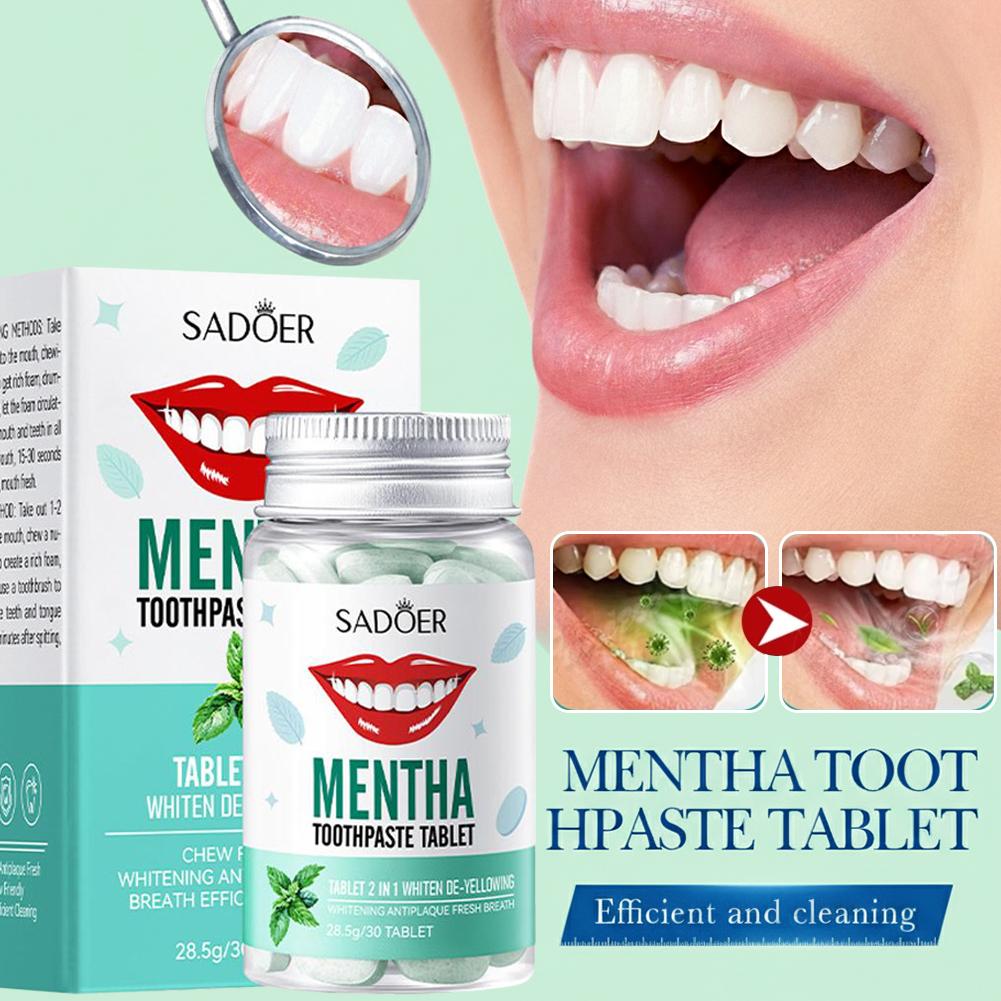 Teeth Whitening Cream - 30 Pastilhas Sólidas de Pasta de