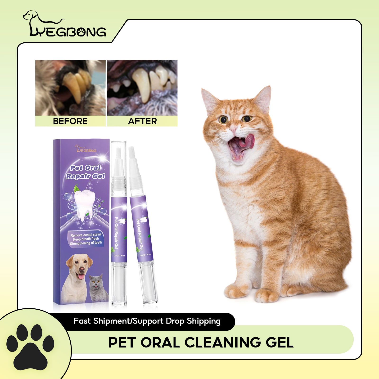 Teeth Whitening Before And After - Gel de reparação oral para animais
