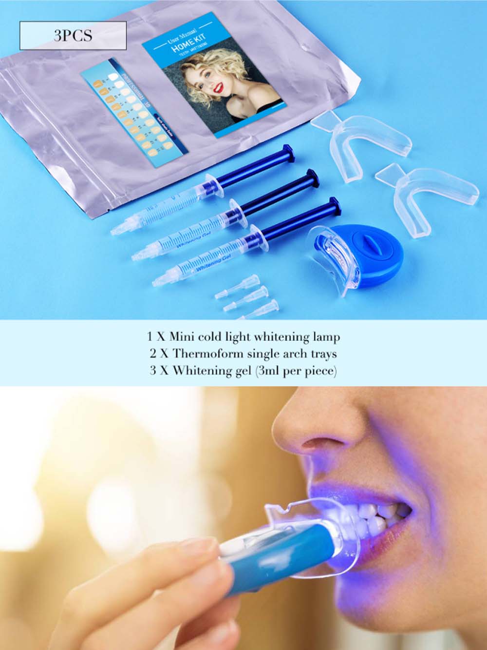 Teeth Whitening (Bleaching) - Kit de gel para clareamento dental,