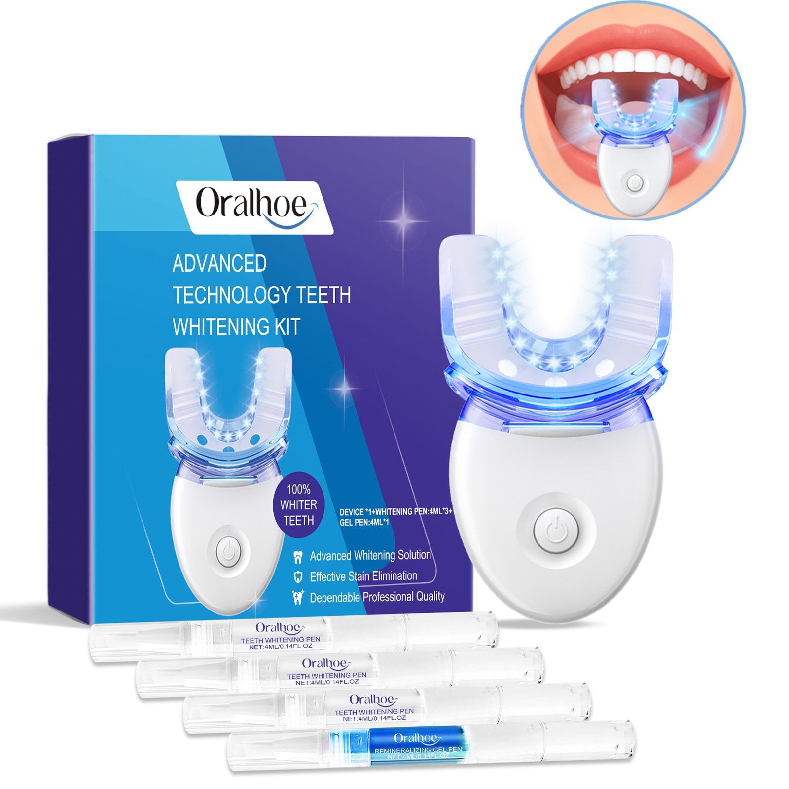 Teeth Whitening Before And After - Kit profissional de luz led para