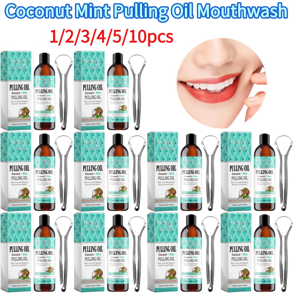 Hortelã de coco puxando óleo b - Teeth Whitening Oil Pulling avaliação e preço
